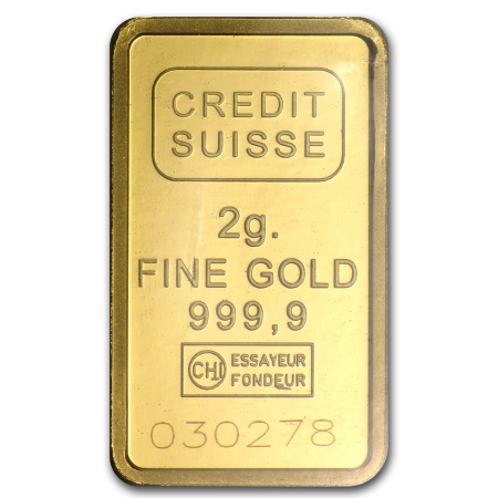 Credit Suisse Barra 2 gramos Oro Puro .9999 con Certificado.