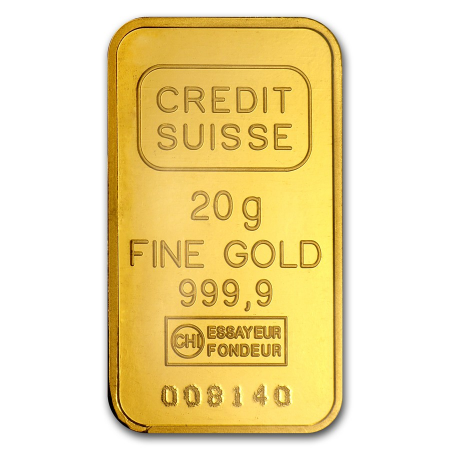 Credit Suisse Barra 20 gramos Oro Puro .9999