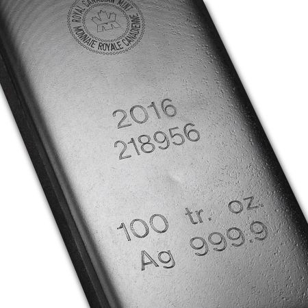 Royal Canadian Mint Barra 100 onzas Plata Pura .9999