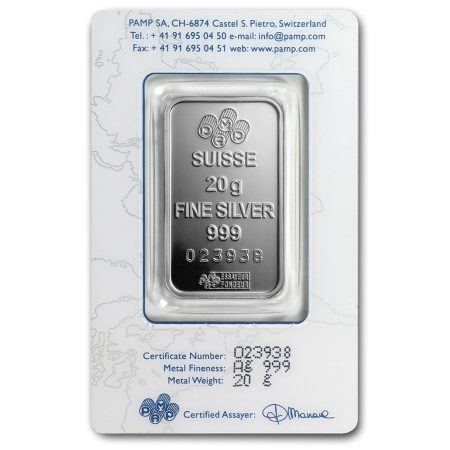 Pamp Suisse Lingote 20 gramos Plata Pura .999 con Certificado. - Image 2