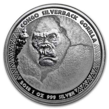 Congo 2018 Gorila Silverback 1 oz. plata pura .999